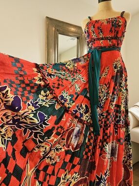 let me be sleeveless sheer tiered midi dress New ANTHROPOLOGIE LET ME BE sz M Sleeveless Sheer Tiered Midi dress